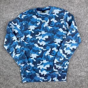 Under Armour Sweatshirt Mens Size S Blue Camo Pullover Crewneck Loose Fit